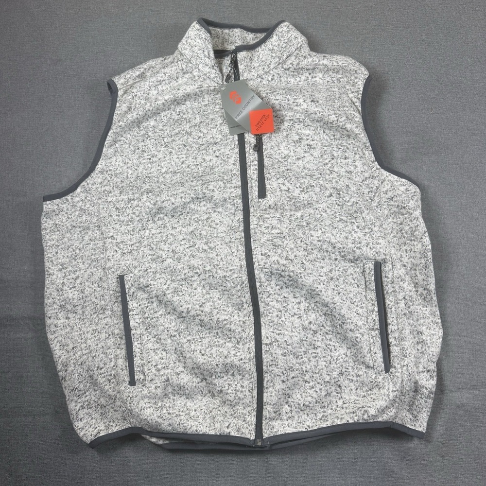 Free Country Vest Full Zip With Pockets Gray‎ Men's XXL